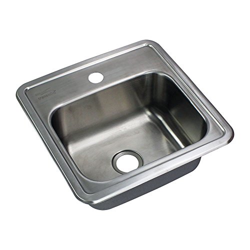 Transolid K-STSB15156-1 Select 1-Hole Drop-in Single-Bowl Kitchen Sink Kit, 15" L x 15" x 6", Brushed Stainless Steel