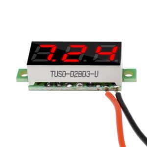 Diymore 10pcs Mini Digital 0.28" 2 Wire LED Panel Display Voltage Tester Voltmeter DC Volt Meter (Red)