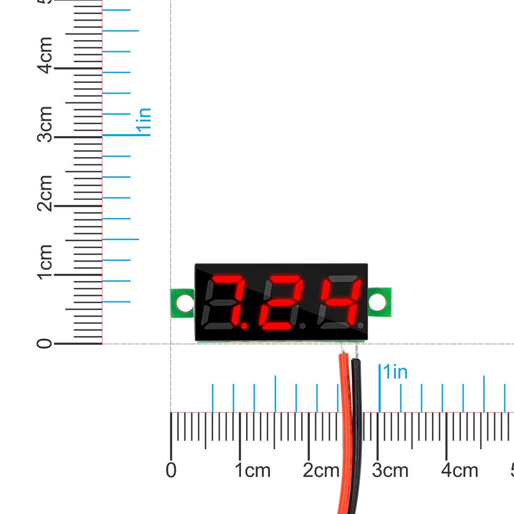Diymore 10pcs Mini Digital 0.28" 2 Wire LED Panel Display Voltage Tester Voltmeter DC Volt Meter (Red)