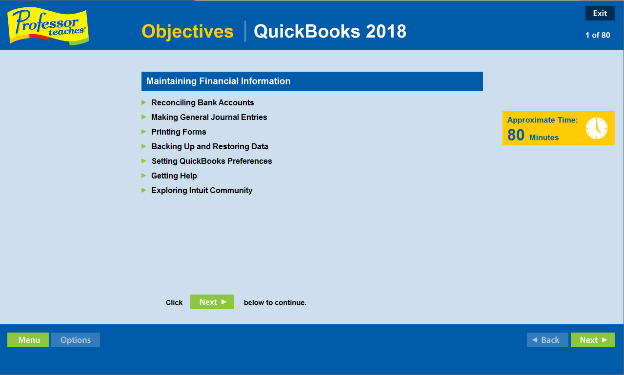 Professor Teaches QuickBooks 2018 Tutorial Set Download [Online Code]