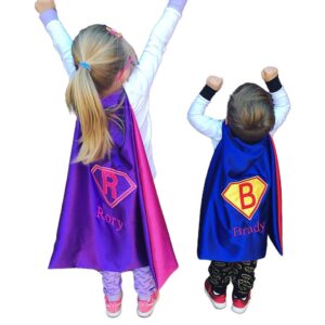 personalized super hero capes kids - name/initial embroidered toddler superhero costume for superhero party - gift for superhero themed birthday party, costume party, special costumes for kids