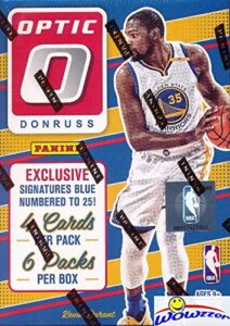 2016/17 donruss optic basketball exclusive factory sealed blaster box! look for rookie cards and  autographs of brandon ingram, kris dunn, ben simmons,jaylen brown, dragan bender & many more! wowzzer!