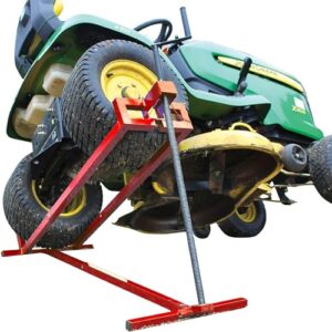 vounot ride on lawn mower lift jack, telescopic maintenance jack for lawn mowers and garden tractors, weight capacity 880 lbs, red