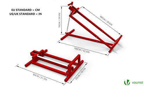 VOUNOT Ride on Lawn Mower Lift Jack, Telescopic Maintenance Jack for Lawn mowers and Garden Tractors, Weight Capacity 880 Lbs, Red