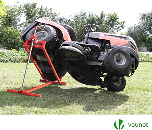 VOUNOT Ride on Lawn Mower Lift Jack, Telescopic Maintenance Jack for Lawn mowers and Garden Tractors, Weight Capacity 880 Lbs, Red