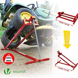 VOUNOT Ride on Lawn Mower Lift Jack, Telescopic Maintenance Jack for Lawn mowers and Garden Tractors, Weight Capacity 880 Lbs, Red