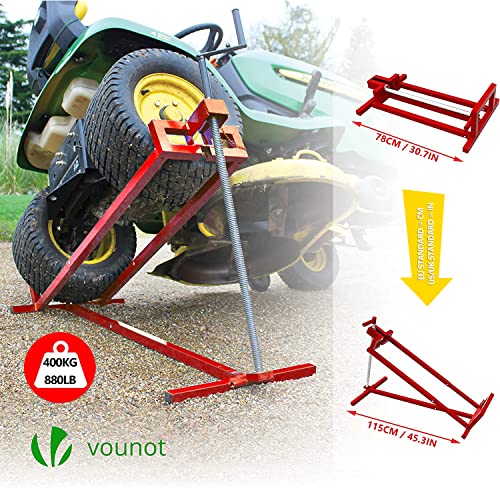 VOUNOT Ride on Lawn Mower Lift Jack, Telescopic Maintenance Jack for Lawn mowers and Garden Tractors, Weight Capacity 880 Lbs, Red