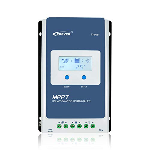 EPEVER MPPT Charge Controller 30A 12V 24V Auto Max PV 100V Solar Panel Generator Common Negative Ground Regulator Tracer3210AN with LCD Display for Gel AGM Flooded Sealed Lithium Battery (30A MPPT)