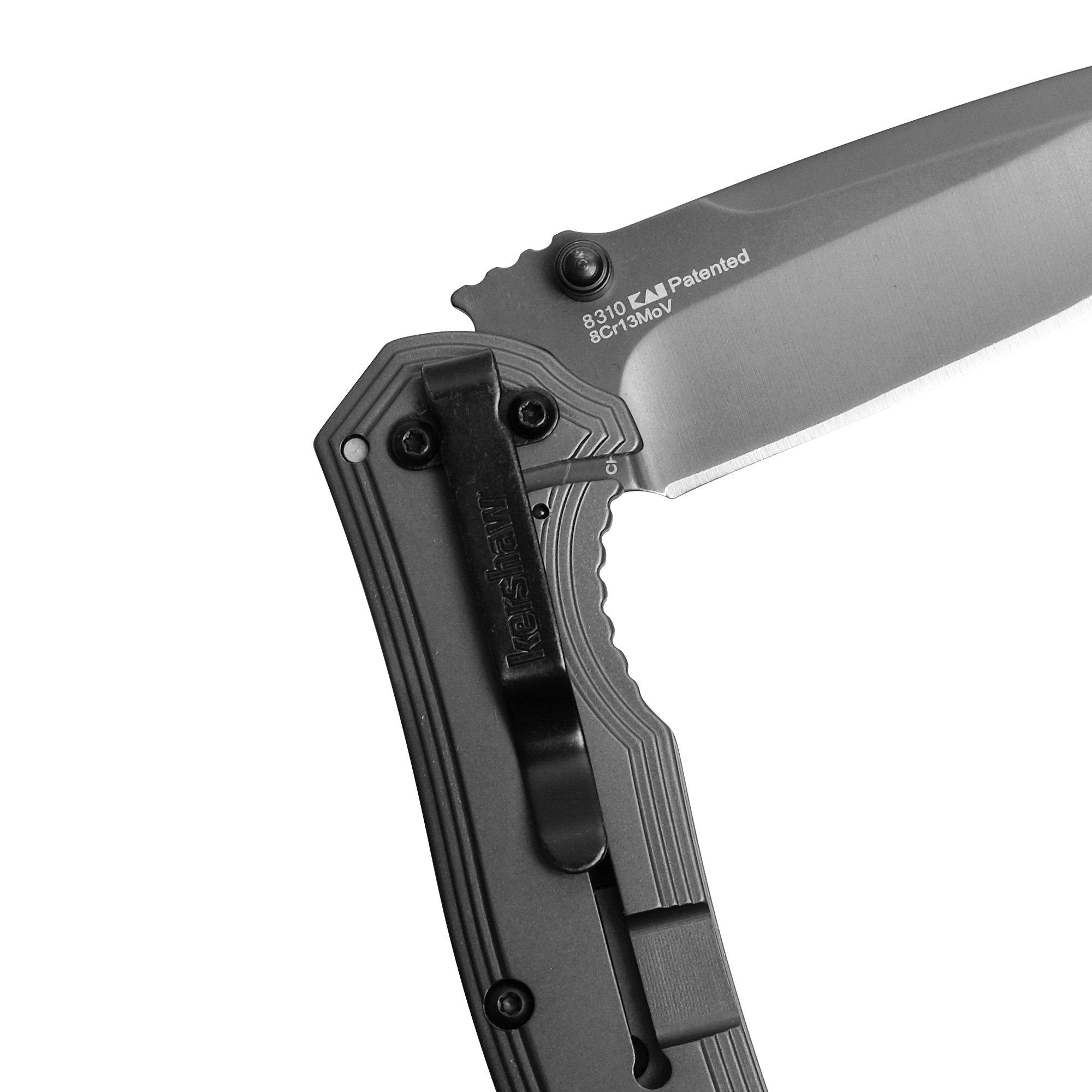 Kershaw Fringe Pocket Knife, 3-inch 8Cr13MoV Steel Blade with Gray Titanium Carbo-Nitride Coating, Carbon-Fiber Insert; SpeedSafe Assisted Opening, 8310