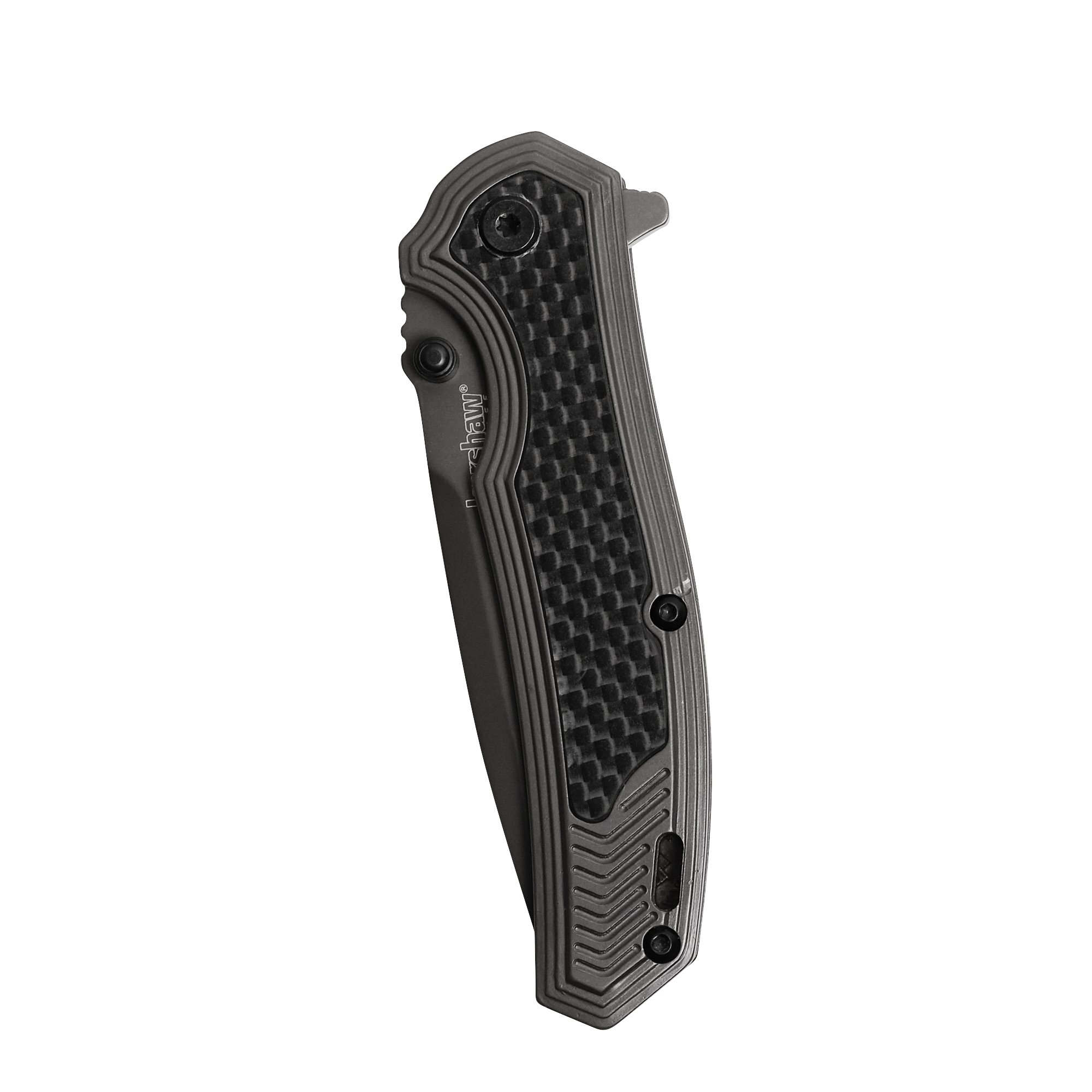 Kershaw Fringe Pocket Knife, 3-inch 8Cr13MoV Steel Blade with Gray Titanium Carbo-Nitride Coating, Carbon-Fiber Insert; SpeedSafe Assisted Opening, 8310