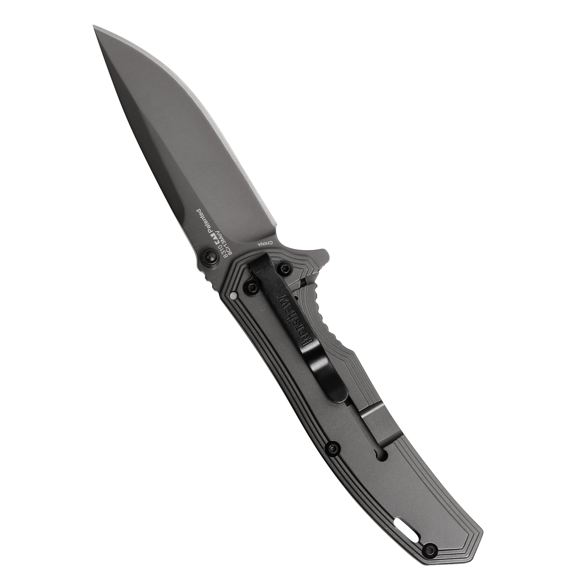 Kershaw Fringe Pocket Knife, 3-inch 8Cr13MoV Steel Blade with Gray Titanium Carbo-Nitride Coating, Carbon-Fiber Insert; SpeedSafe Assisted Opening, 8310