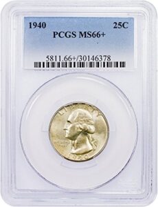 1940 p washington quarter quarter ms66+ pcgs