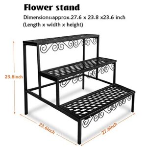 FOYUEE Tiered Plant Stand Outdoor Metal 3 Tier Stands For Multiple Plants Ladder Potted Indoor Shelf Holder Rack