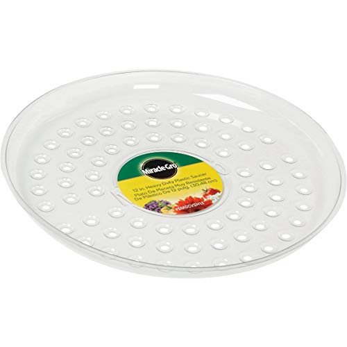 Miracle-Gro SMGCVSH12 12" Heavy Duty Plastic Saucer, Clear