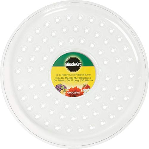 Miracle-Gro SMGCVSH12 12" Heavy Duty Plastic Saucer, Clear