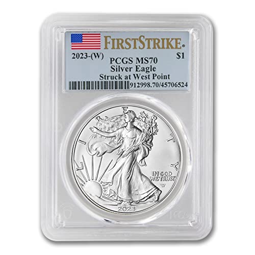 2023 (W) 1 oz American Silver Eagle Coin MS-70 (First Strike - Struck at West Point - Flag Label) $1 MS70 PCGS