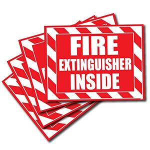 wrapco (4 pack) fire extinguisher inside sticker decal sign self adhesive for trucks or equipment