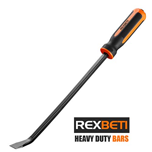 REXBETI Pry Bar Set, Heavy Duty Pry Bar 4-Piece Mechanic Hand Tools, Thicker Strike Cap Handle, Black Orange