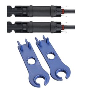 nuzamas set of 2 inline built-in diode connector 15 amp male to female for solar panel connection and 2 of wrench spanner wiring tool