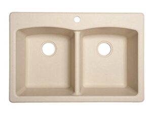 franke elg62d91-lin ellipse 33-in x 22-in linen double-basin composite drop-in or undermount 4-hole commercial kitchen sink, inch x inch x 9-inch deep