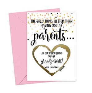 pregnancy scratch off card for parents, new baby announcement for mom and dad from son or daughter, new grandchild on the way (parents)