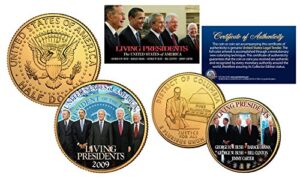 living presidents dc quarter & jfk dollar 2-coin set bush clinton obama carter