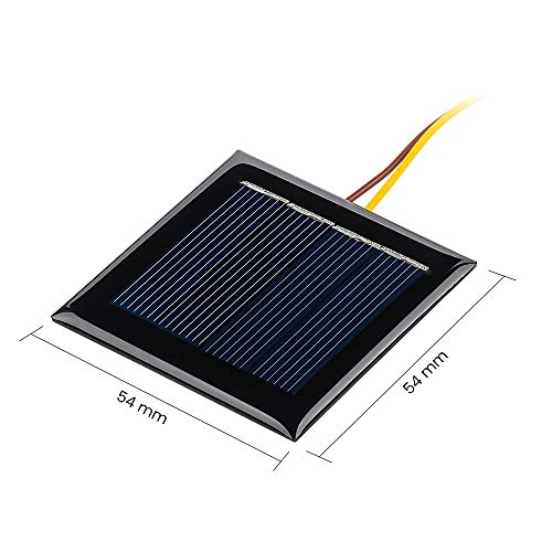 AOSHIKE 10Pcs 2V 130mA Micro Solar Panels Photovoltaic Solar Cells with Wires Solars Epoxy Plate DIY Projects Toys 54mm x 54mm/2.13" x 2.13"