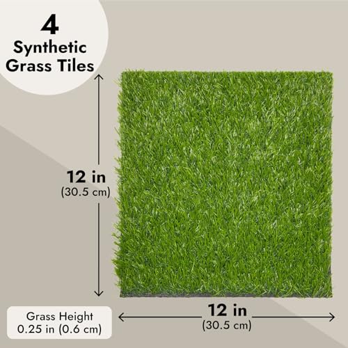 Juvale 4-Pack Artificial Grass Mats - Faux Grass, Fake Turf Panels for Wall, Balcony, Patio, Outdoor Decor (12x12 in)