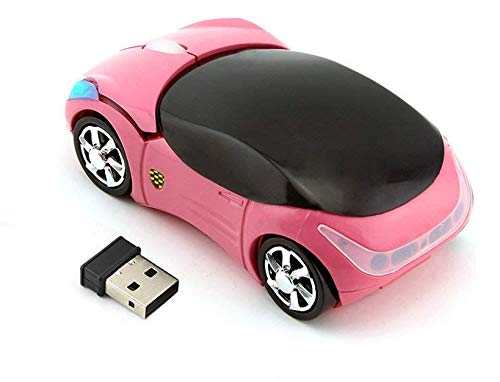 Wireless Mouse Cute Sport Car Shape Mouse Optical Ergonomic Gaming Mice Mini Small Office Mouse Gift for Boy Girl Men Women Kids Mom Dad with USB Receiver for PC Laptop Computer Mac,1600DPI 3 Buttons