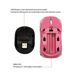 Wireless Mouse Cute Sport Car Shape Mouse Optical Ergonomic Gaming Mice Mini Small Office Mouse Gift for Boy Girl Men Women Kids Mom Dad with USB Receiver for PC Laptop Computer Mac,1600DPI 3 Buttons