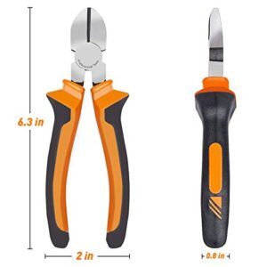 BOENFU Wire Cutter for Artificial Flowers and Crafts, Chicken Wire Cutters Heavy Duty Diagonal Cutting Pliers Faux Flowers Wire Clippers, Orange, 6 in