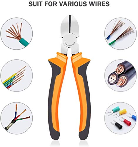 BOENFU Wire Cutter for Artificial Flowers and Crafts, Chicken Wire Cutters Heavy Duty Diagonal Cutting Pliers Faux Flowers Wire Clippers, Orange, 6 in