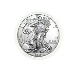 2017-1 oz american silver eagle free plastic protective holder .999 fine silver with our certificate of authenticity dollar uncirculated us mint