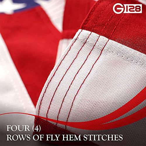 G128 3x5 Ft American Flag Deluxe TearProof Series, Featuring Super Tough Spun Polyester, Embroidered Stars, Sewn Stripes