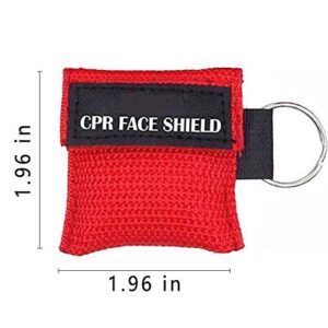 LSIKA-Z 20pcs CPR Face Shield Mask with Keychain Keying Emergency Kit CPR Face Shields Pocket Mask for First Aid or CPR Training (Red-20)