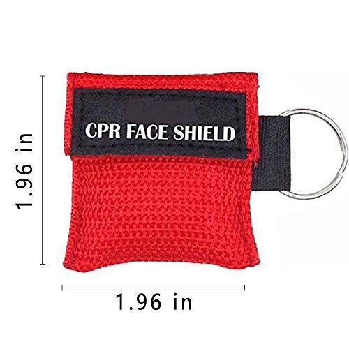 LSIKA-Z 20pcs CPR Face Shield Mask with Keychain Keying Emergency Kit CPR Face Shields Pocket Mask for First Aid or CPR Training (Red-20)