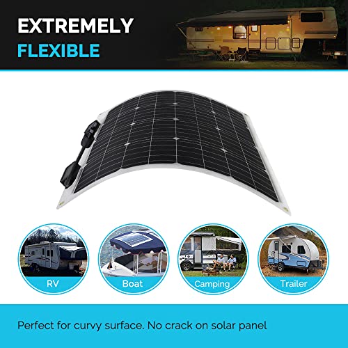 Renogy Flexible Solar Panel 50 Watt 12 Volt Monocrystalline Semi-Flexible Bendable Mono Off-Grid Charger for Marine RV Cabin Van Car Uneven Surfaces,Black