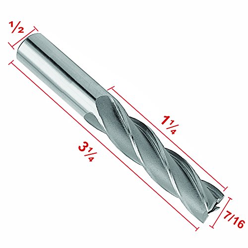 Luomorgo 7/16 x 1/2 inch Cutting Tools 4 Flute Square Nose HSS End Mill Set