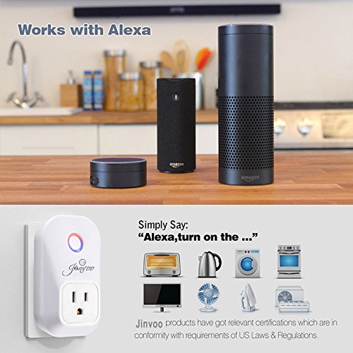 Jinvoo WiFi Smart Plug, Smart Outlet Compatible with Alexa and Google Assistant, TUyaSmart Life 2.4GHz Only WiFi Socket, Voice&Remote Control, Schedule Timer, No Hub Required, ETL&FCC, 2-Pack