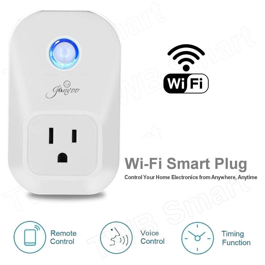 Jinvoo WiFi Smart Plug, Smart Outlet Compatible with Alexa and Google Assistant, TUyaSmart Life 2.4GHz Only WiFi Socket, Voice&Remote Control, Schedule Timer, No Hub Required, ETL&FCC, 2-Pack