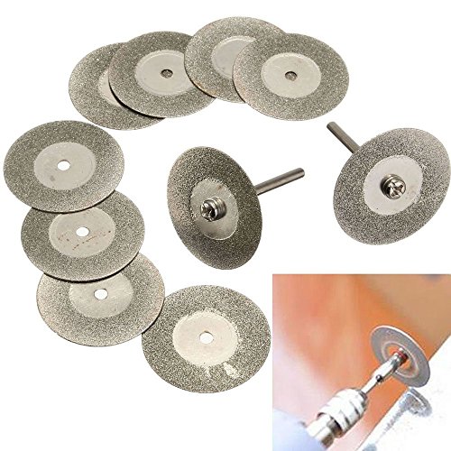 Diamond Cutting Wheel Cut Off Discs Coated Rotary Tools W/Mandrel 40mm for Dremel by YEEZUGO