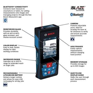 BOSCH GLM400CL Blaze Outdoor 400ft Bluetooth Connected Laser Measure with Camera & Lithium-Ion Battery