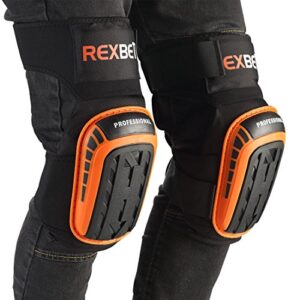 REXBETI Knee Pads for Work, Construction Gel Knee Pads Tools, Heavy Duty Comfortable Anti-slip Foam Knee Pads for Cleaning Flooring and Garden, Strong Stretchable Straps, 1 Pair