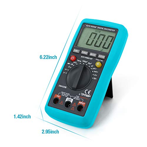 allsun Auto-Ranging Digital Multimeter Capacitance Test Multi Tester Electrical Test Tools AC DC Amp Volt Temp OHM DMM Auto Power Off Backlight Max.Reading 1999 EM420B