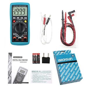 allsun Auto-Ranging Digital Multimeter Capacitance Test Multi Tester Electrical Test Tools AC DC Amp Volt Temp OHM DMM Auto Power Off Backlight Max.Reading 1999 EM420B