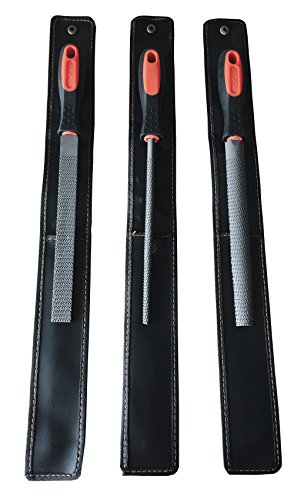 YCAMMIN 8" Wood Rasp File Set with Rubber Grip - Includes Hand Cut Round, Half-Round, and Flat Rasp File Kit - Curved and Flat Tools(3 Pcs) The Color of Packing Bag is Random