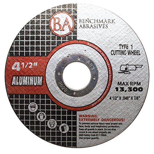 Benchmark Abrasives 4-1/2" Type 1 Aluminum Cutting Wheel 0.040" Thick 7/8"Arbor, Metal Cutting Grinding Wheel, Angle Grinding Cutting Wheel Max. RPM 13300-25 Pack