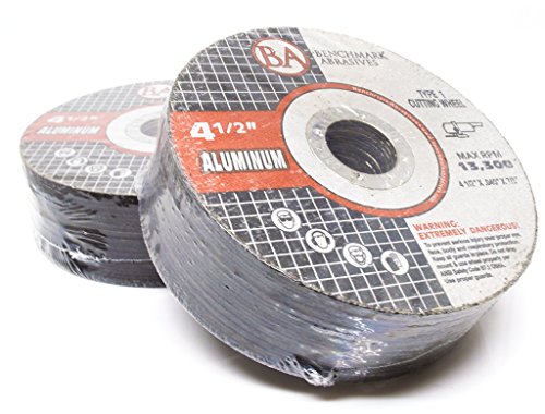 Benchmark Abrasives 4-1/2" Type 1 Aluminum Cutting Wheel 0.040" Thick 7/8"Arbor, Metal Cutting Grinding Wheel, Angle Grinding Cutting Wheel Max. RPM 13300-25 Pack
