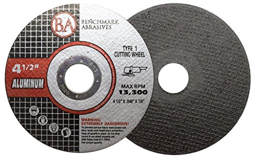 Benchmark Abrasives 4-1/2" Type 1 Aluminum Cutting Wheel 0.040" Thick 7/8"Arbor, Metal Cutting Grinding Wheel, Angle Grinding Cutting Wheel Max. RPM 13300-25 Pack