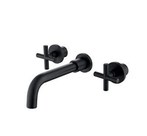 sitges matte black bathroom faucet, double handle wall mount bathroom sink faucet and rough in valve included (matte black)